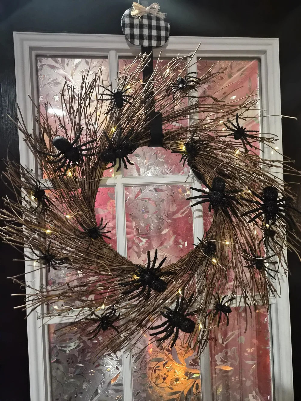 Halloween Spider Twig Wreath - Black & Brown